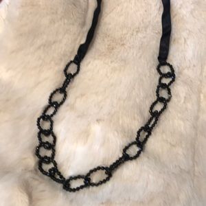 Black beaded lace tied necklace